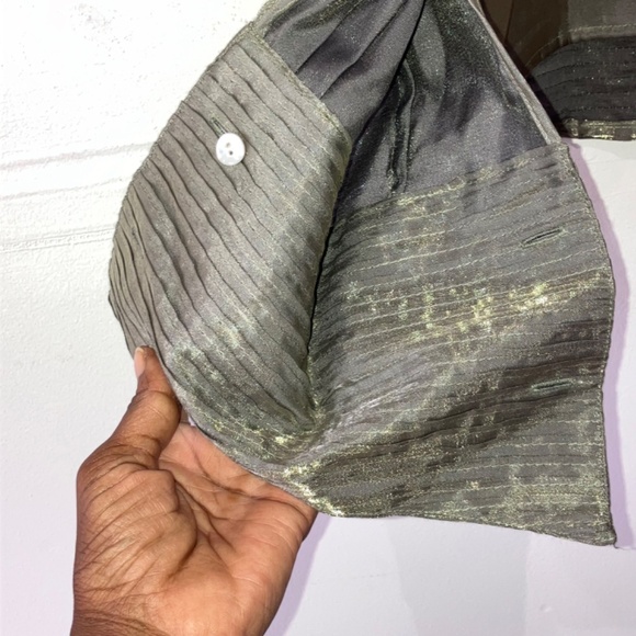 Iridescent, sage, green button-down blouse - Picture 7 of 12